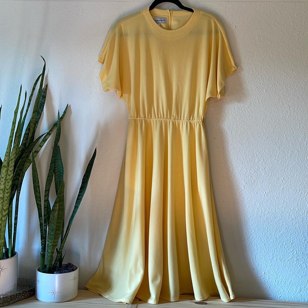 Vintage 80’s Yellow Cotton Day Dress Large
